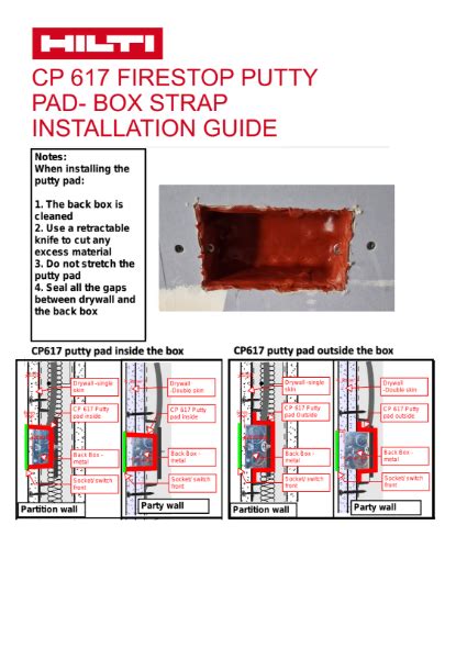 hilti putty pad installation instructions